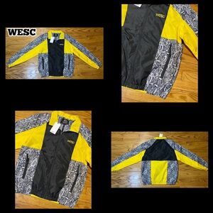 WESC Snake Skin Print Jacket Black & Yellow Full Zip Windbreaker Men’s Sz S New
